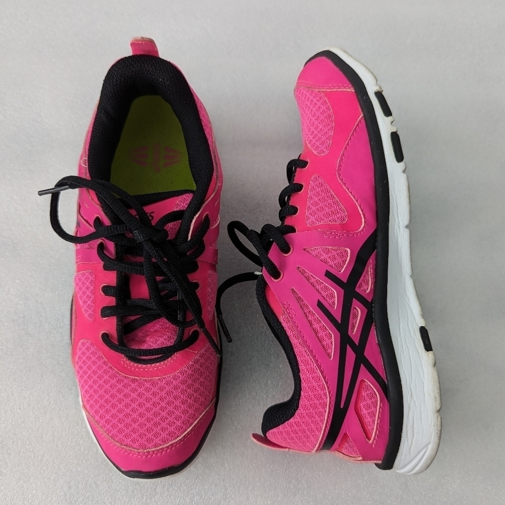 Asics Gel Women Lace Up Mesh Pink and Black Running Shoes Size 6